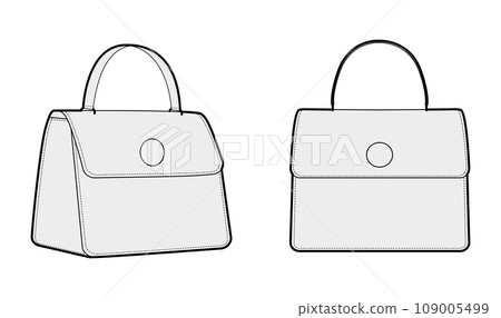 Carry Mini Bag silhouette bag. Fashion accessory technical illustration. Vector satchel front 3-4 view for Men, women Carry Mini Bag silhouette bag. Fashion accessory technical illustration. Vector satchel front 3-4 view for Men, women 109005499