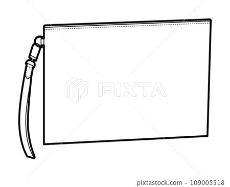 Pochette clutch silhouette bag. Fashion accessory technical illustration. Vector satchel front 3-4 view for Men, women Pochette clutch silhouette bag. Fashion accessory technical illustration. Vector satchel front 3-4 view for Men, women 109005518