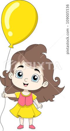happy birthday girl bring a yellow balloon 109005536