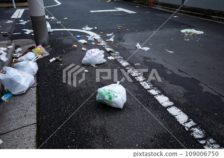 街角,街道上散落著垃圾 街角,街道上散落著垃圾 109006750