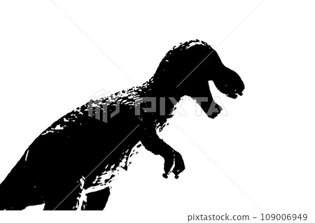 black dinosaur silhouette isolated on white background, model of T-rex toys black dinosaur silhouette isolated on white background, model of T-rex toys 109006949