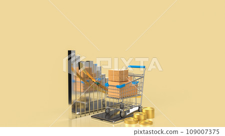 The trolley and mobile for shopping online concept 3d rendering. 109007375