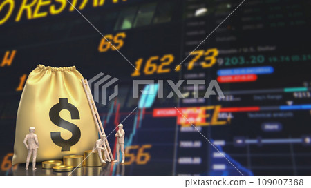 The Money Bag and Business man 3d rendering. The Money Bag and Business man 3d rendering. 109007388