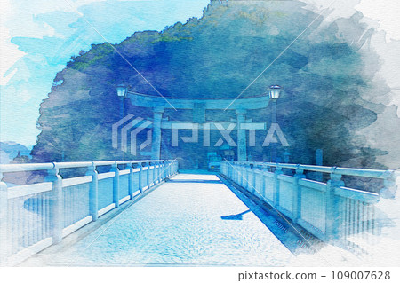 【水彩】愛知縣蒲郡市的竹島 【水彩】愛知縣蒲郡市的竹島 109007628