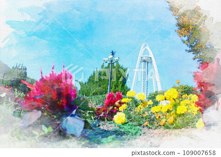 【水彩】愛知縣一宮市138塔公園 109007658