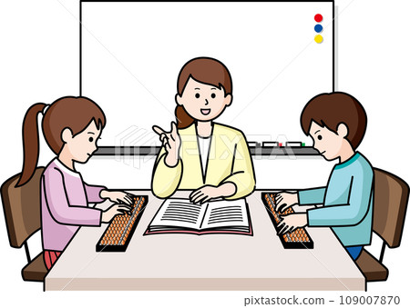 Teacher and students in the abacus classroom 109007870