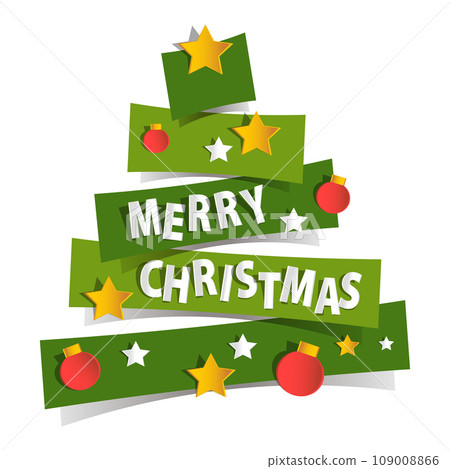 Simple abstract Christmas tree, vector card art. 109008866