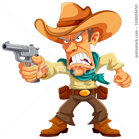 Cartoon Cowboy Shooting Guns