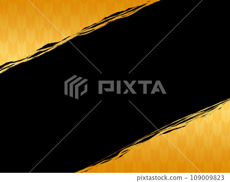Gold Japanese pattern and black background frame 109009823
