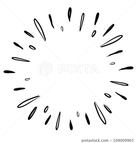 Doodle sketch style of Starburst, sunburst,  Element Fireworks Black Rays. Comic explosion effect. Radiating, radial lines. cartoon hand drawn illustration for concept design. 109009965