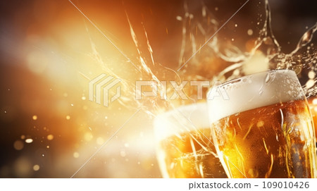 Beer toast, advertising style image: AI work Beer toast, advertising style image: AI work 109010426
