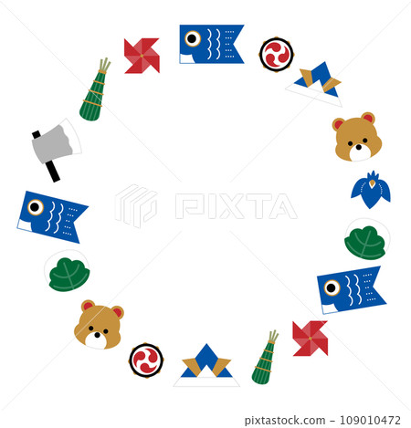 Children's Day Round frame of various icons/white background 109010472