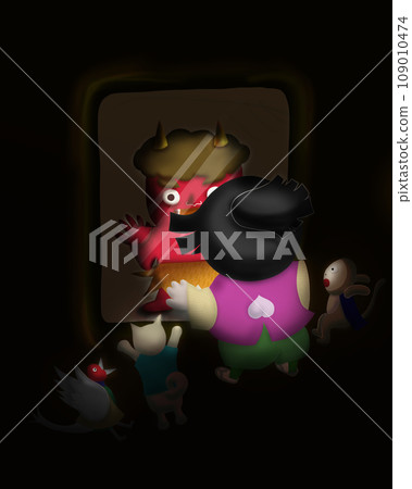 Momotaro is surprised to see himself reflected in the mirror. Momotaro is surprised to see himself reflected in the mirror. 109010474