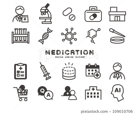 Vector illustration material of icons related to medical care and medicine 109010706
