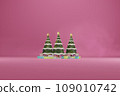 Christmas tree with decrorate items and giftbox.3D render 109010742