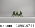Christmas tree with decrorate items and giftbox.3D render 109010744