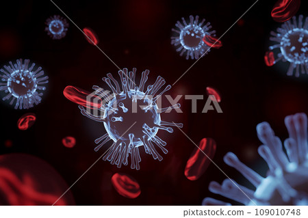 Virus attack red blood cell 109010748