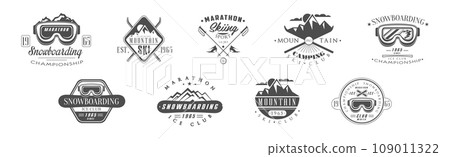 Mountain Camping Club Label and Emblem Vector Set Mountain Camping Club Label and Emblem Vector Set 109011322