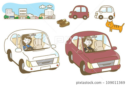 A woman driving a car A woman driving a car 109011369