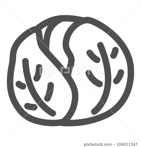Line drawing simple vegetable single item icon cabbage 109011387