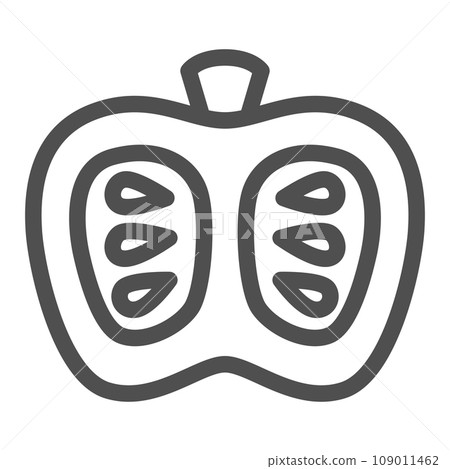 Line drawing simple vegetable single item icon pumpkin cross section 109011462