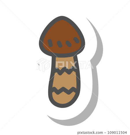 貼紙風格簡單蘑菇單圖示松茸蘑菇 貼紙風格簡單蘑菇單圖示松茸蘑菇 109011504