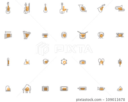 輪廓樂器圖圖示設定橙色 輪廓樂器圖圖示設定橙色 109011678
