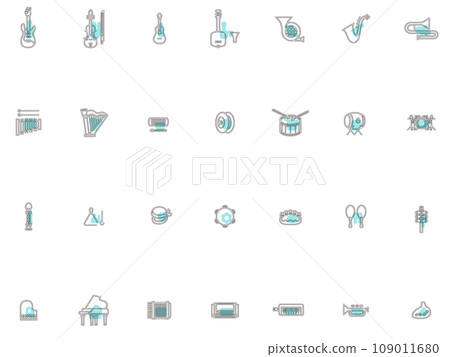 輪廓樂器圖圖示集淺藍色 109011680