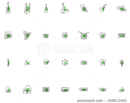 輪廓樂器圖圖示設定綠色 輪廓樂器圖圖示設定綠色 109011681