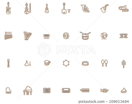 Color shadow musical instrument illustration icon set orange 109011684