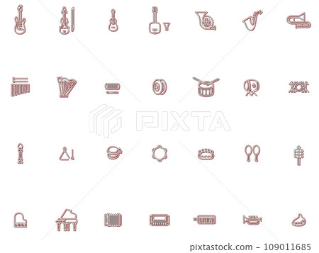 Color shadow musical instrument illustration icon set red Color shadow musical instrument illustration icon set red 109011685