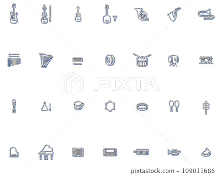 彩色陰影樂器圖圖示設定藍色 109011686