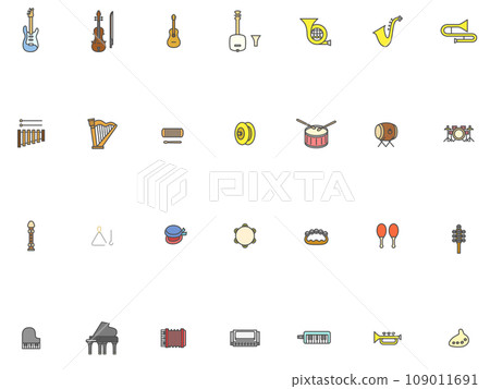Color musical instrument illustration icon set Color musical instrument illustration icon set 109011691