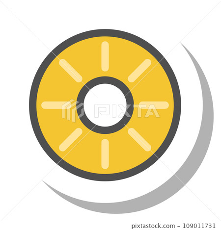 貼紙風格簡單水果單品圖示鳳梨橫切面 貼紙風格簡單水果單品圖示鳳梨橫切面 109011731