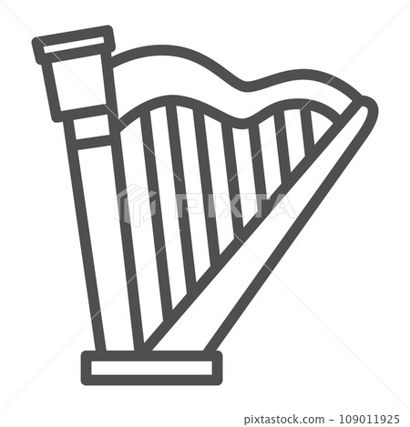 Line drawing simple musical instrument single item icon harp 109011925