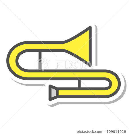 Sticker style simple musical instrument icon trombone Sticker style simple musical instrument icon trombone 109011926