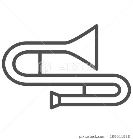 線條畫簡單樂器單項圖示長號 109011928