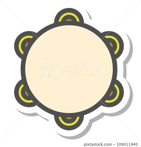 貼紙風格簡單樂器圖示手鼓 貼紙風格簡單樂器圖示手鼓 109011940