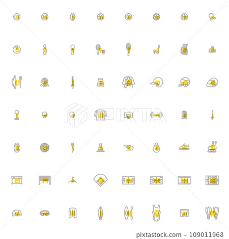 Simple sports equipment outline icon set 109011968