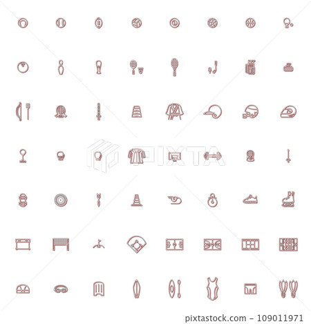 Simple sports equipment color shadow icon set red 109011971