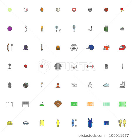 簡單的運動器材顏色圖示集 簡單的運動器材顏色圖示集 109011977