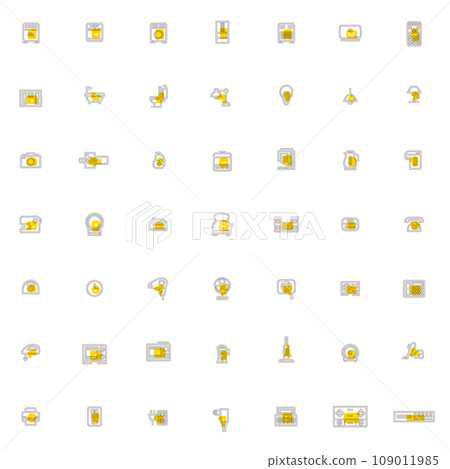 Outline electrical appliances illustration icon set Outline electrical appliances illustration icon set 109011985