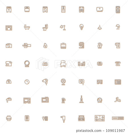Color shadow electrical appliance illustration icon set orange Color shadow electrical appliance illustration icon set orange 109011987
