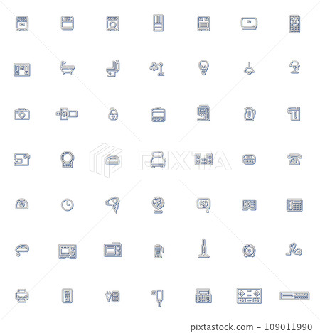 Color shadow electrical appliance illustration icon set blue 109011990