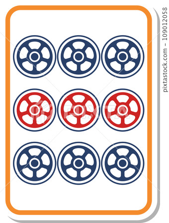 Sticker style mahjong tile single item icon 9 tubes 109012058