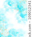 Light blue sparkling Japanese pattern background painted with watercolor 109012341