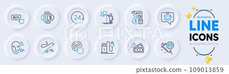 24 hours, Fishing rod and Coffee line icons for web app. Pack of Click, Dog vaccination, Leadership pictogram icons. Buy button, Voice wave, Accounting signs. Bitcoin exchange, Fraud. Vector 24 hours, Fishing rod and Coffee line icons for web app. Pack of Click, Dog vaccination, Leadership pictogram icons. Buy button, Voice wave, Accounting signs. Bitcoin exchange, Fraud. Vector 109013859