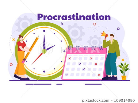 Procrastination Vector Illustration with Procrastinating Lazy Businessman Employees work of office worker in Flat Business Cartoon Background Procrastination Vector Illustration with Procrastinating Lazy Businessman Employees work of office worker in Flat Business Cartoon Background 109014090