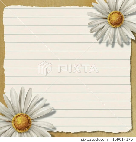 Beautiful lined paper with tinny Watercolor daisy at the bottom frame Beautiful lined paper with tinny Watercolor daisy at the bottom frame 109014170