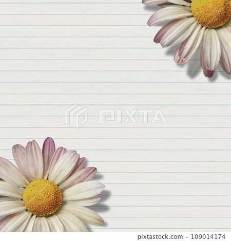 Beautiful lined paper with tinny Watercolor daisy at the bottom frame Beautiful lined paper with tinny Watercolor daisy at the bottom frame 109014174
